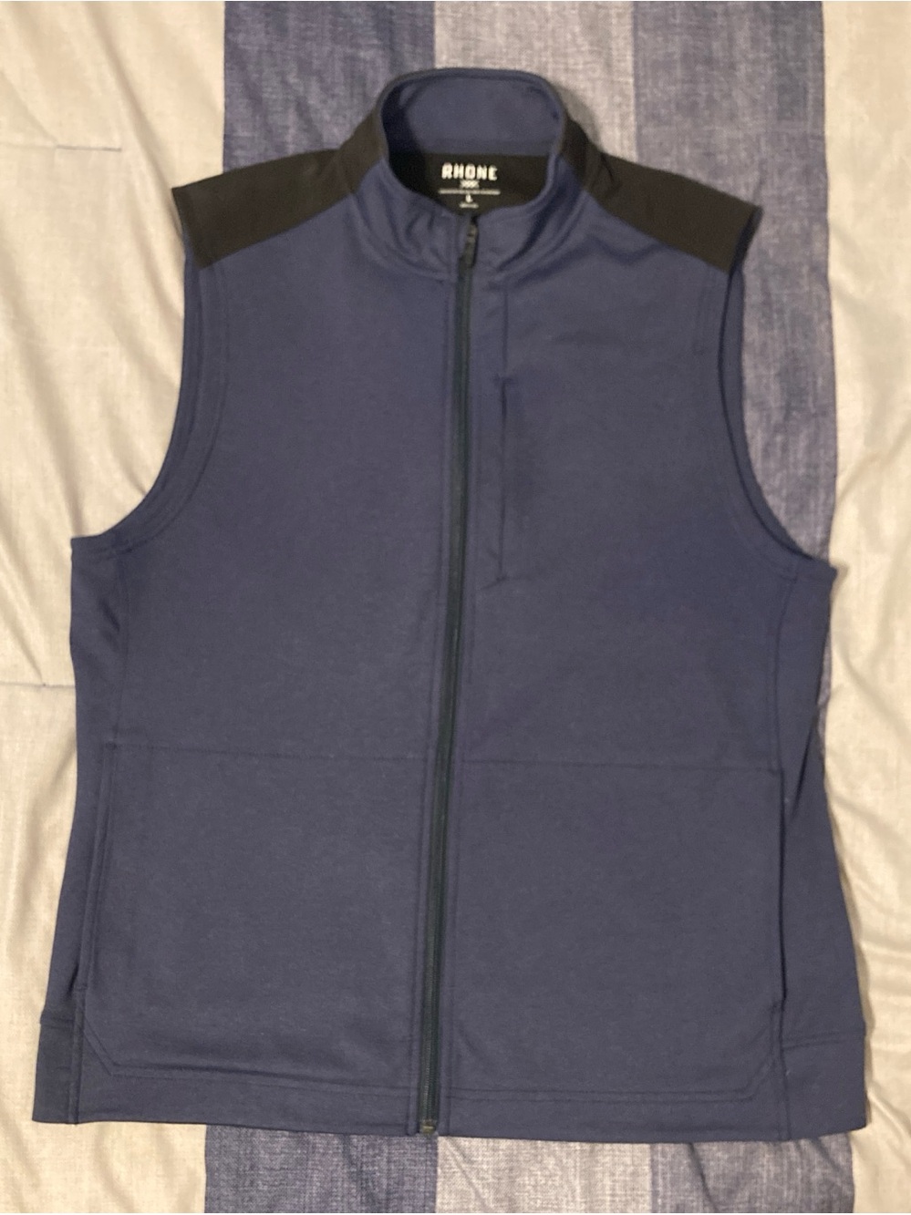 Rhone Mens Full Zip Hitch Performance Vest Sz L Navy Blue Black